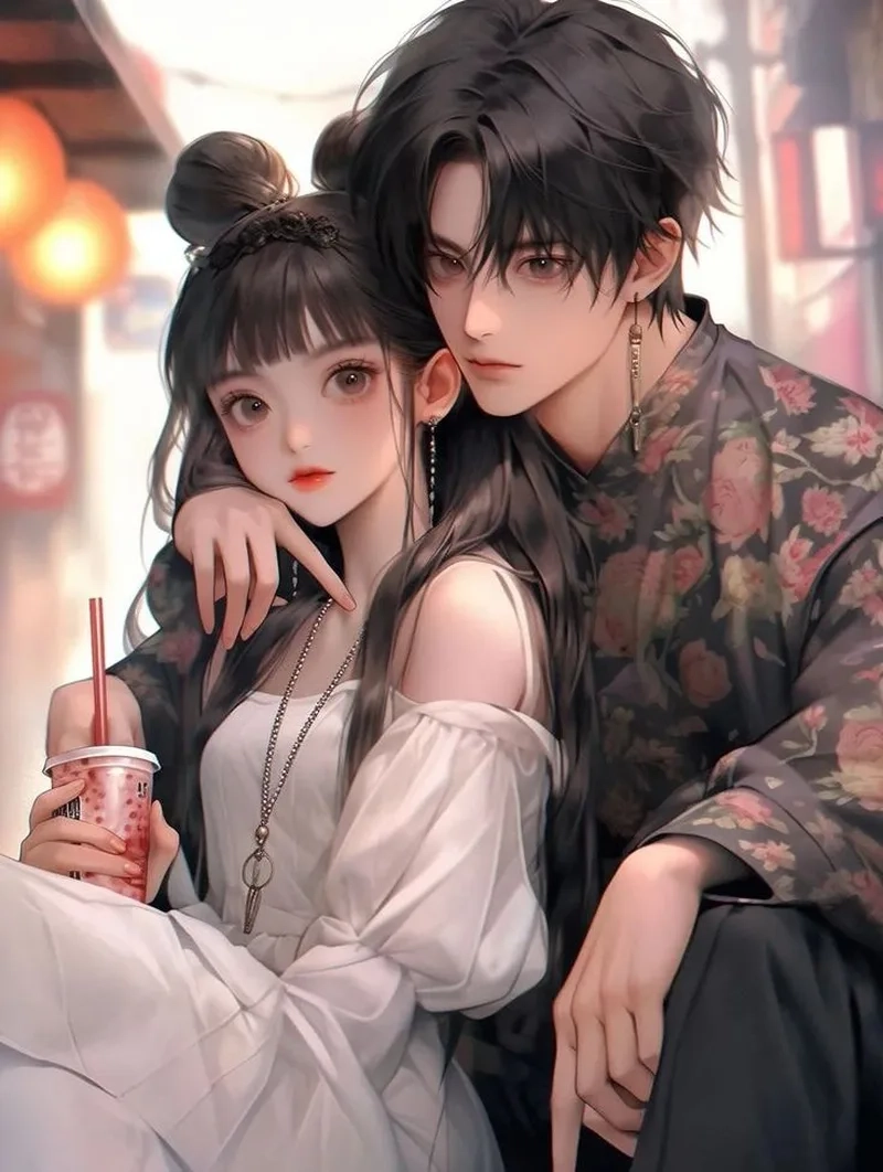 Ảnh anime nam nữ yêu nhau tạo nên không gian tình yêu ngọt ngào