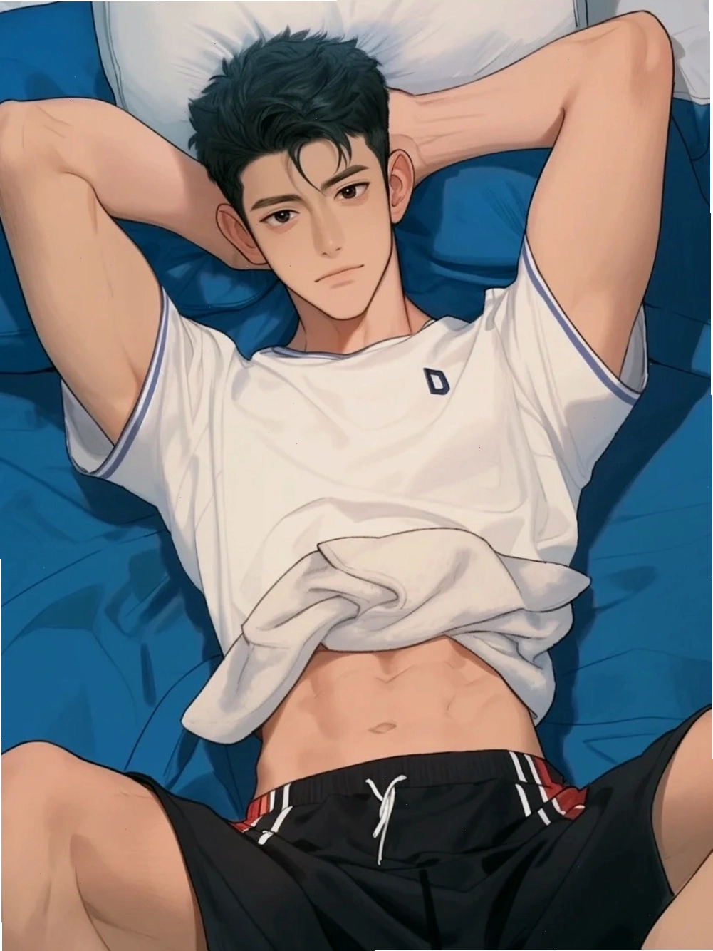 Ảnh cận cảnh thân hình 6 múi của nhân vật anime