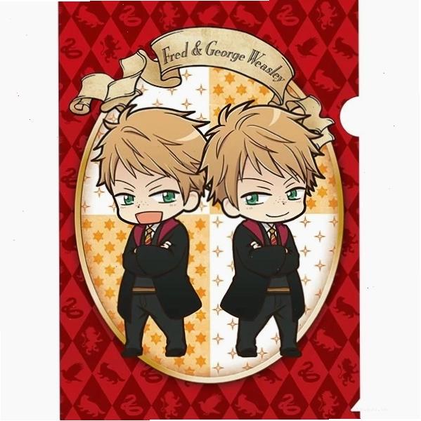 Anh em sinh đôi Fred và George Weasley trong phong cách anime