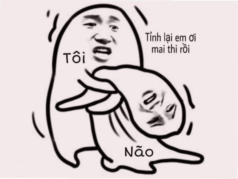 Ảnh mặt meme não bộ khi chuẩn bị thi