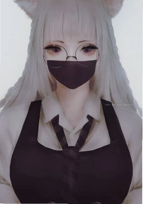 Anime nữ đeo khẩu trang đen với phong cách ngầu lòi