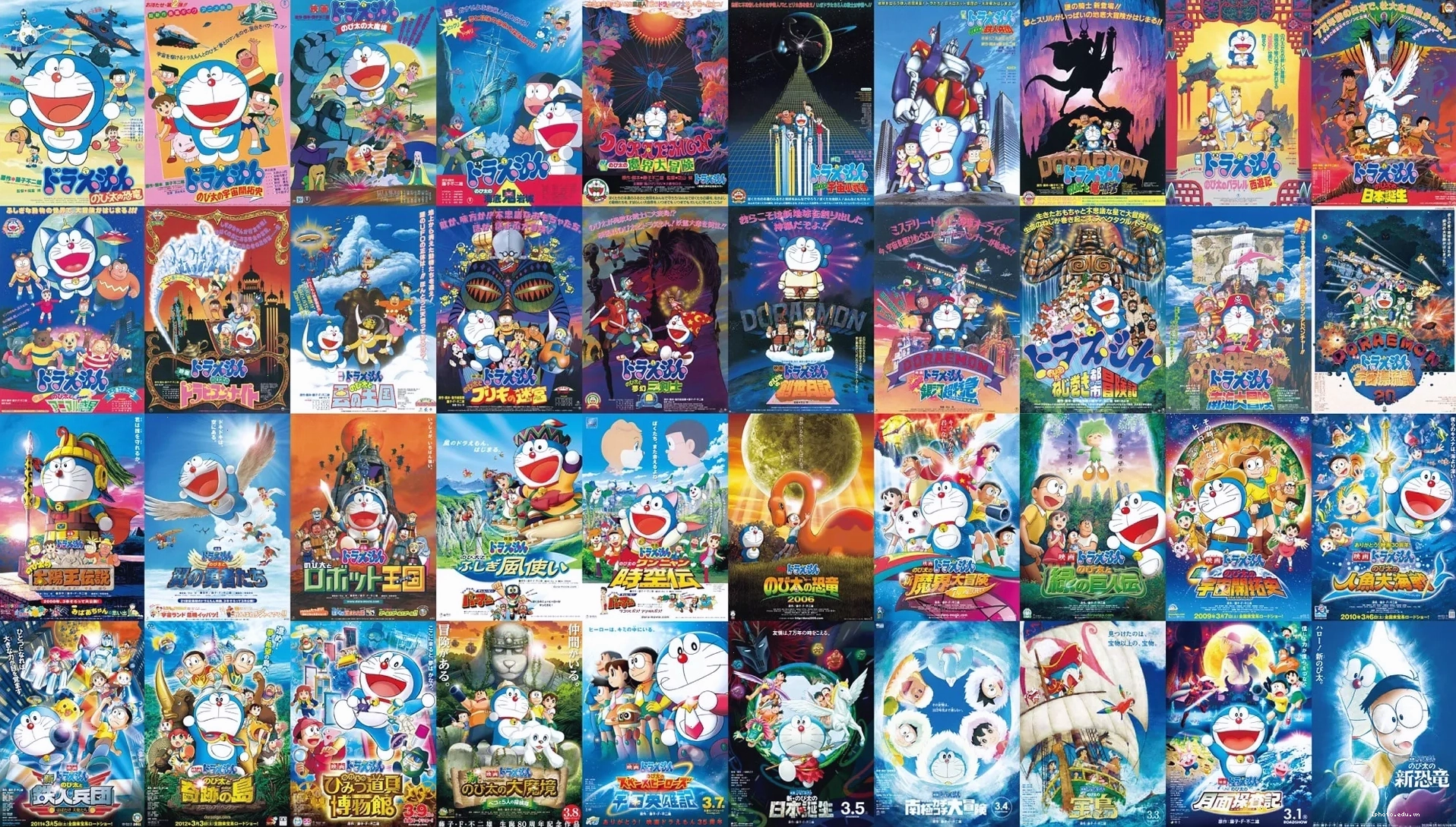 Áp phích quảng cáo tổng hợp các bộ phim dài Doraemon