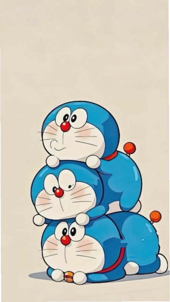 Ba chú Doraemon chồng lên nhau cực kỳ dễ thương