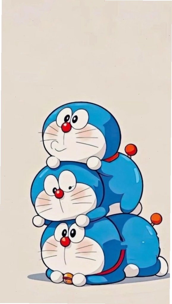Ba tư thế Doraemon dễ thương xếp chồng lên nhau làm hình nền máy tính