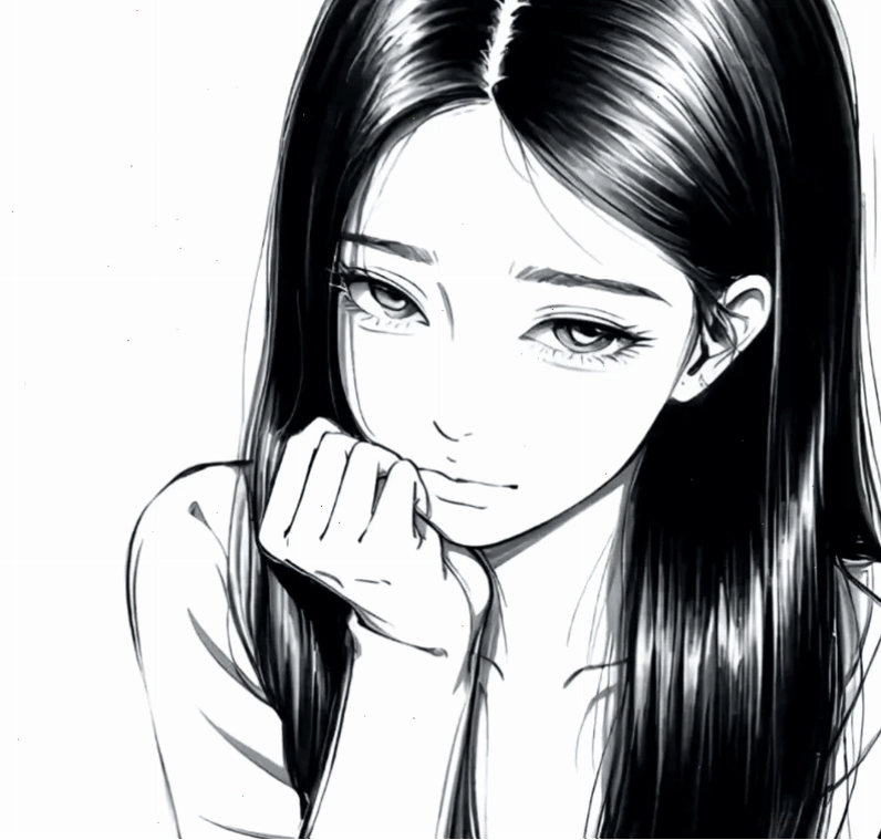 Bố cục độc đáo trong ảnh anime trắng đen