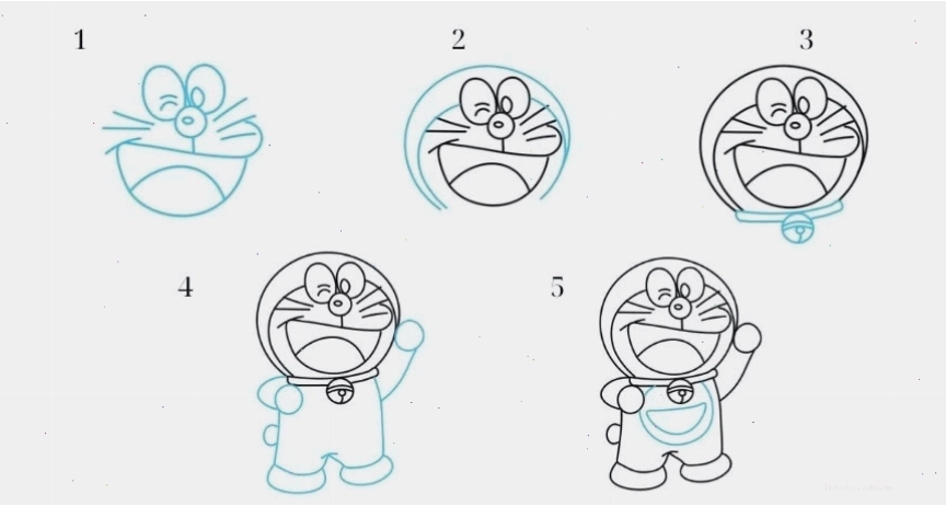Cách vẽ Doraemon giơ một cánh tay