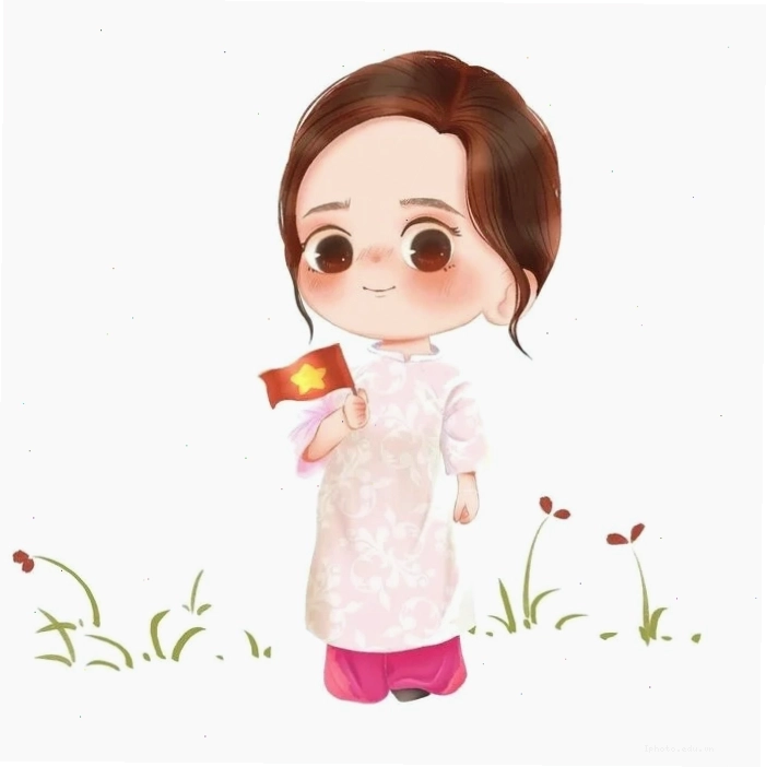 Chibi cô giáo mặc áo dài