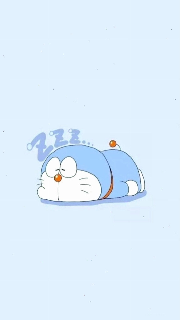 Chú mèo máy Doraemon đang ngủ gật đầy thư giãn