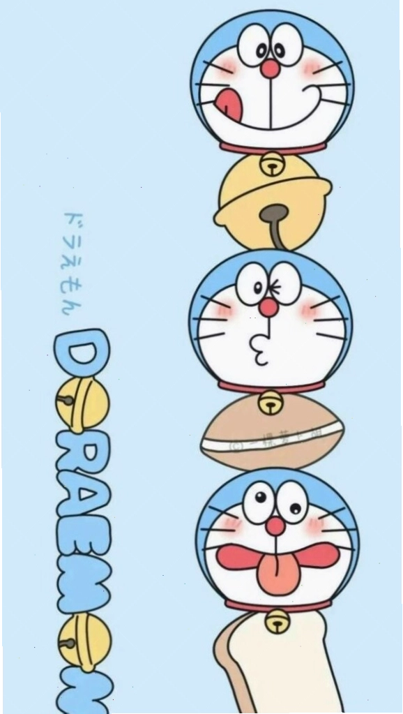 Chuỗi hình nền Doraemon xếp dọc với nhiều biểu cảm vui tươi