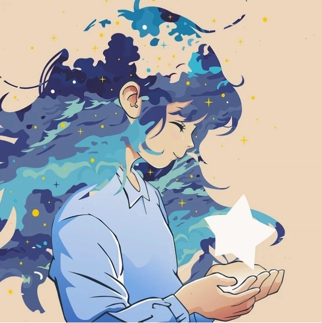Cô gái anime đang mơ màng nhìn ra cửa sổ