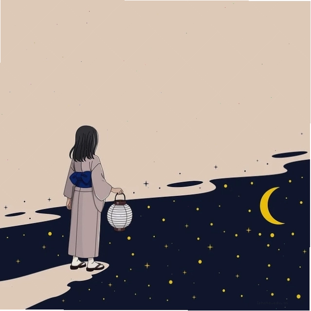 Cô gái anime dưới ánh trăng