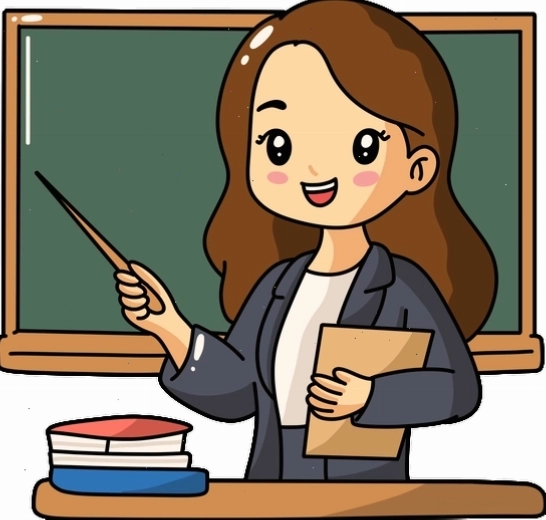 Cô giáo cầm bút chỉ và sách vở theo phong cách chibi