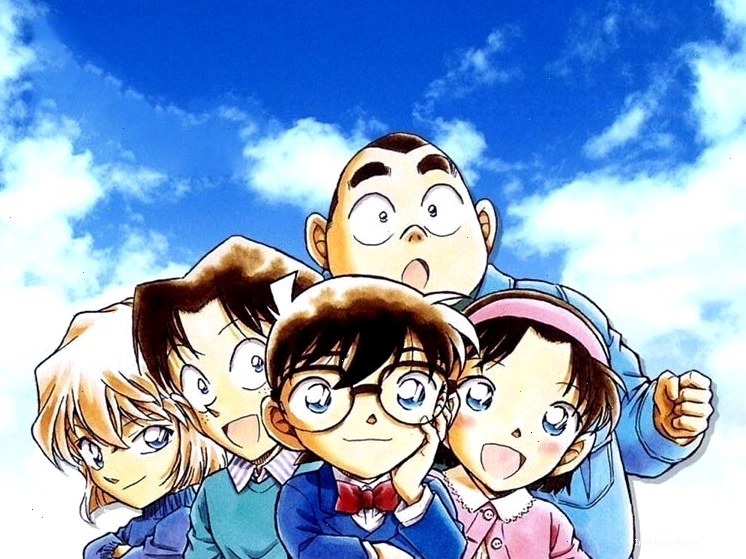 Conan và Ran cùng nhóm bạn thân vui vẻ