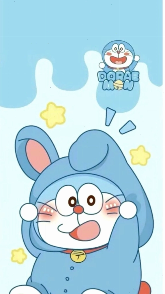 Doraemon đáng yêu đội mũ tai thỏ