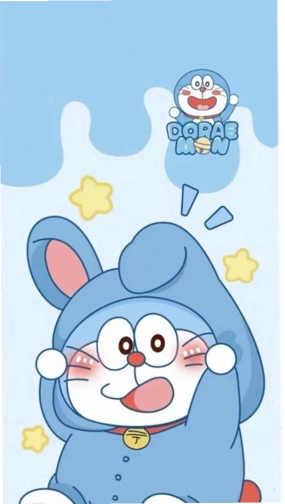 Doraemon đáng yêu đội mũ tai thỏ dễ thương