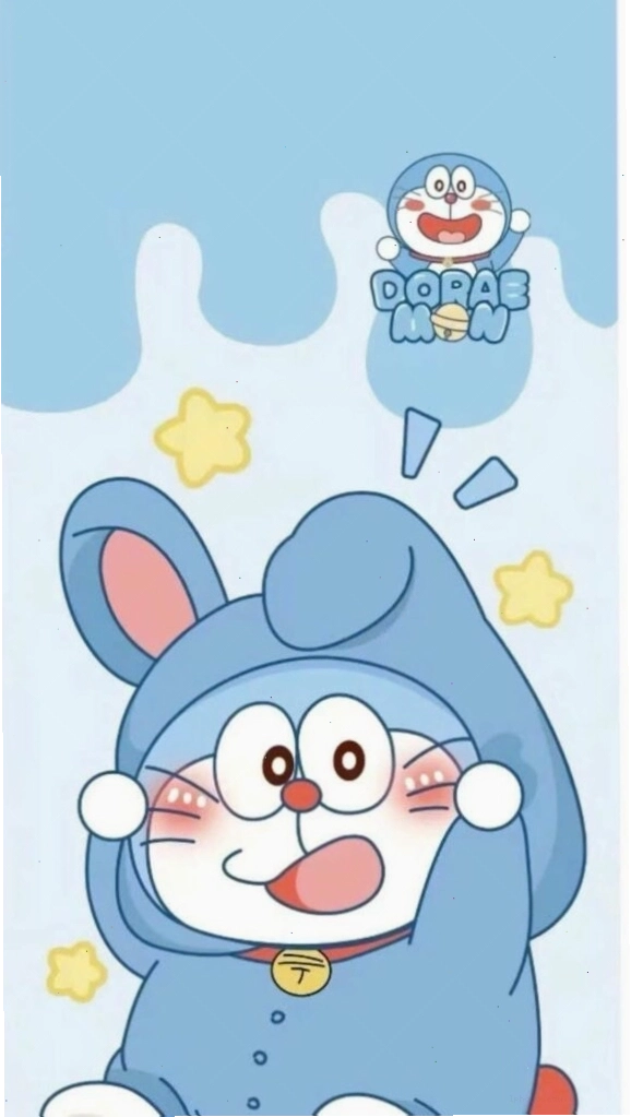 Doraemon đội mũ tai thỏ ngộ nghĩnh