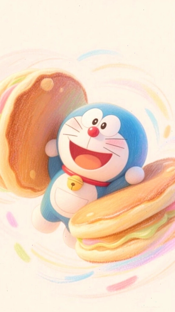 Doraemon thưởng thức bánh rán hấp dẫn