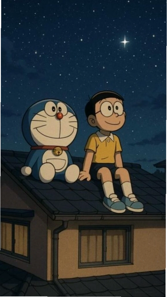 Doraemon và Nobita cùng ngắm sao trên bầu trời đêm