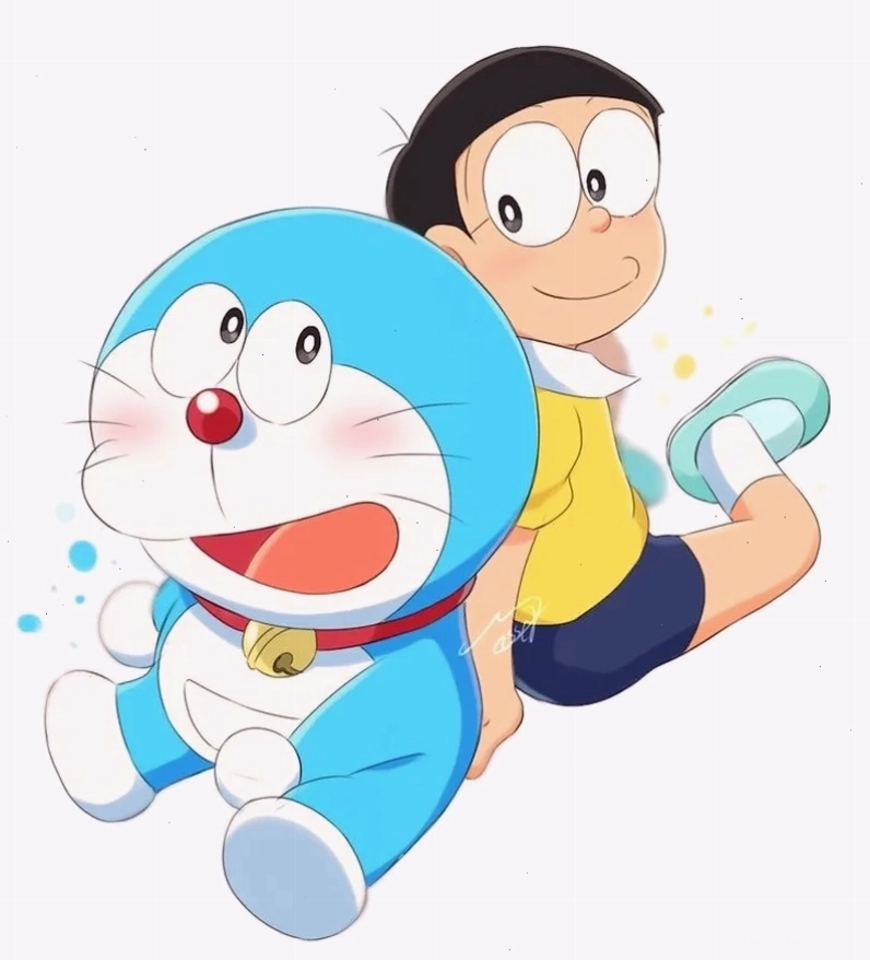 Doraemon và Nobita trong một tình huống hài hước