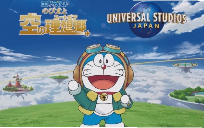 Doraemon vui vẻ bên cạnh Nobita, thể hiện tính cách thân thiện
