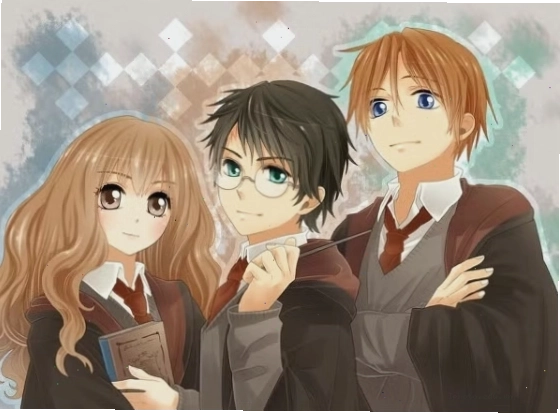 Harry Potter trong phong cách anime với vết sẹo đặc trưng