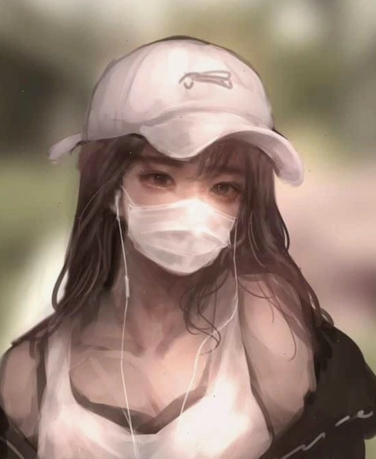 Hình ảnh anime girl đeo khẩu trang xinh đẹp