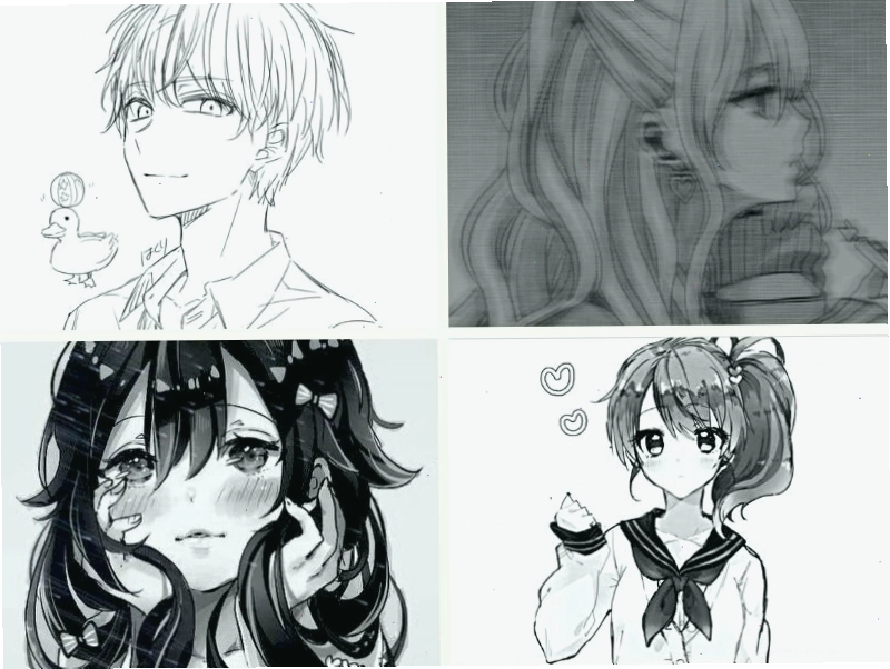 Hình ảnh anime trắng đen với biểu cảm buồn sâu lắng