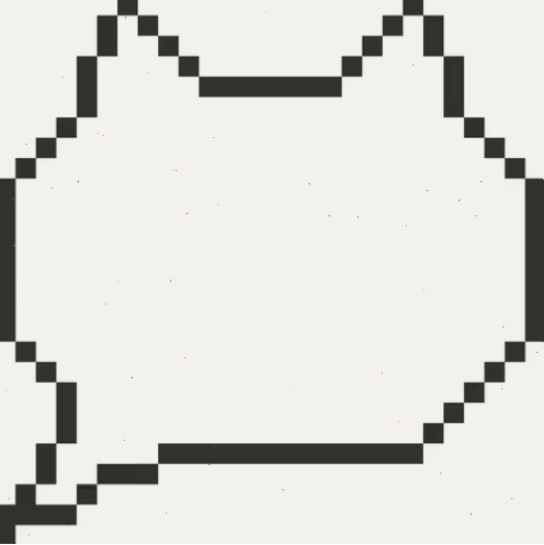 Hình ảnh chú mèo pixel với bong bóng thoại