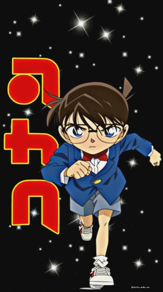 Hình ảnh Conan thực hiện hành động mạnh mẽ theo phong cách anime
