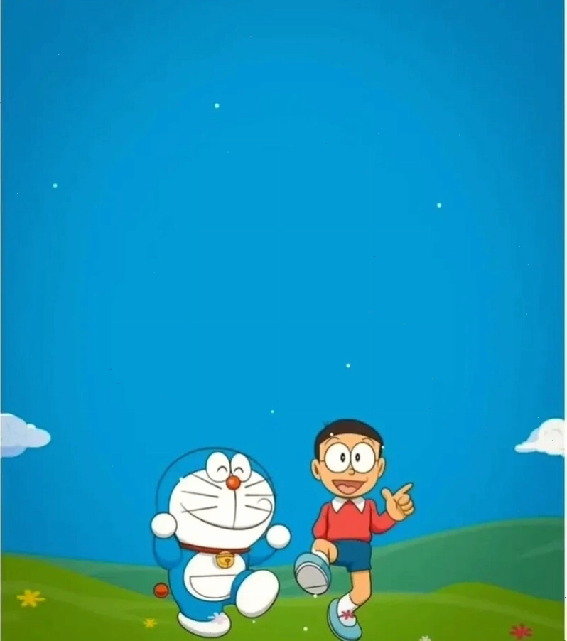 Hình ảnh Doraemon và Nobita đang vui đùa