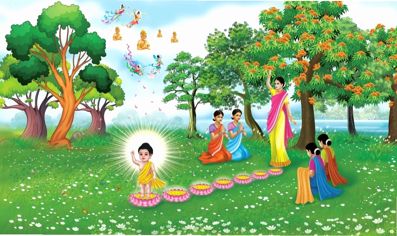 Hình ảnh em bé Phật ngồi thiền trong không gian tĩnh lặng