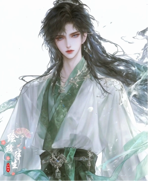 Hình ảnh mỹ nam cổ trang tóc trắng anime trong trang phục ấn tượng