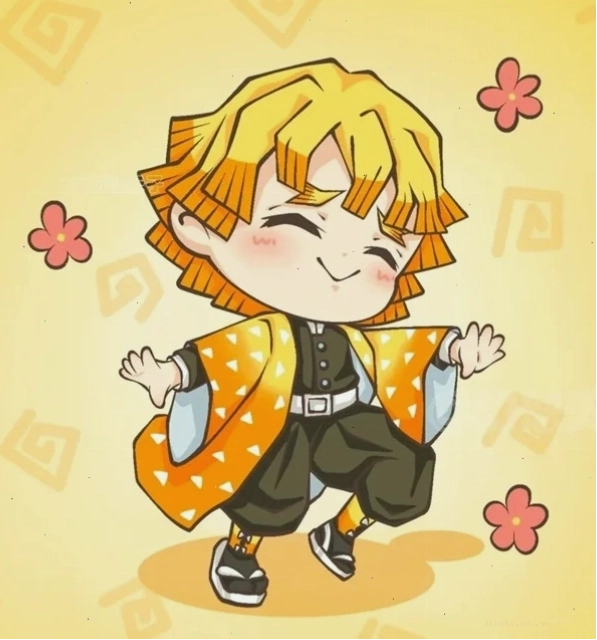 Hình ảnh Zenitsu chibi trong bộ trang phục Thanh Gươm Diệt Quỷ