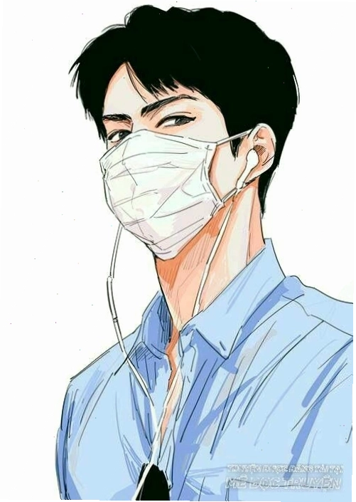 Hình anime đeo khẩu trang đẹp trai