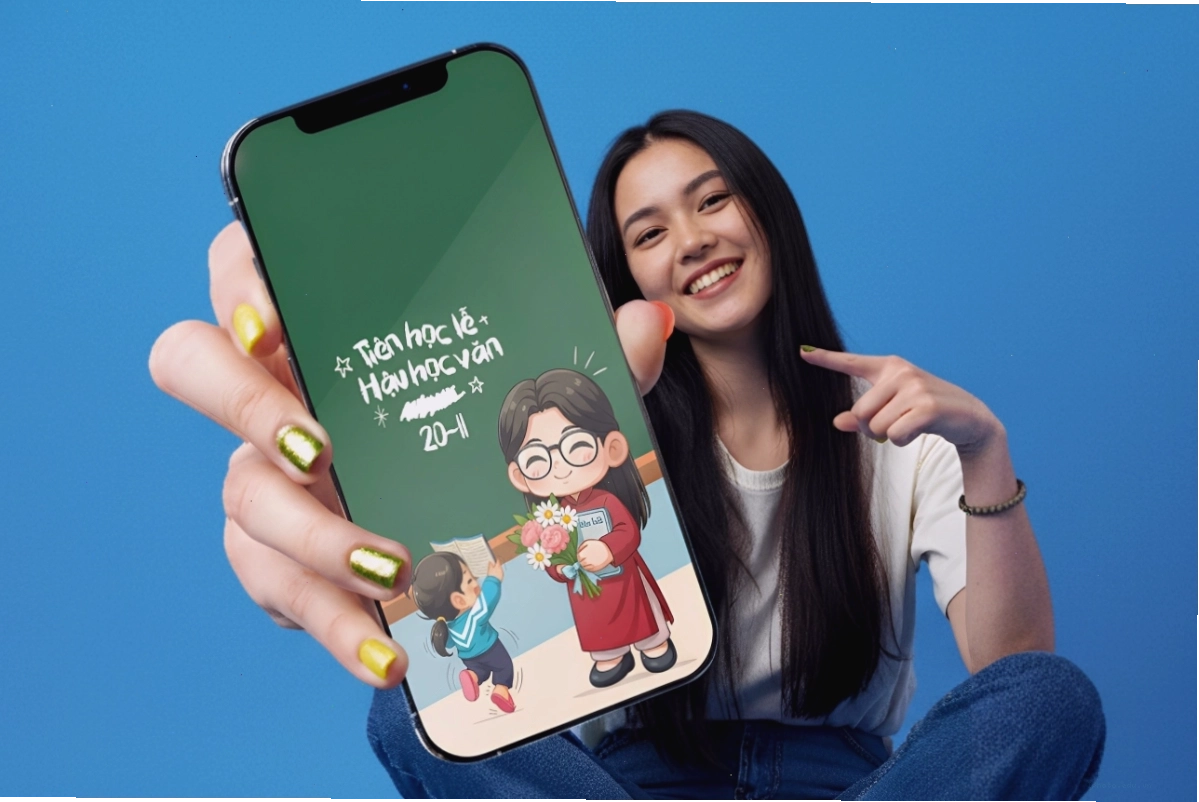 Hình nền 20/11 với họa tiết hoa và lời chúc ý nghĩa