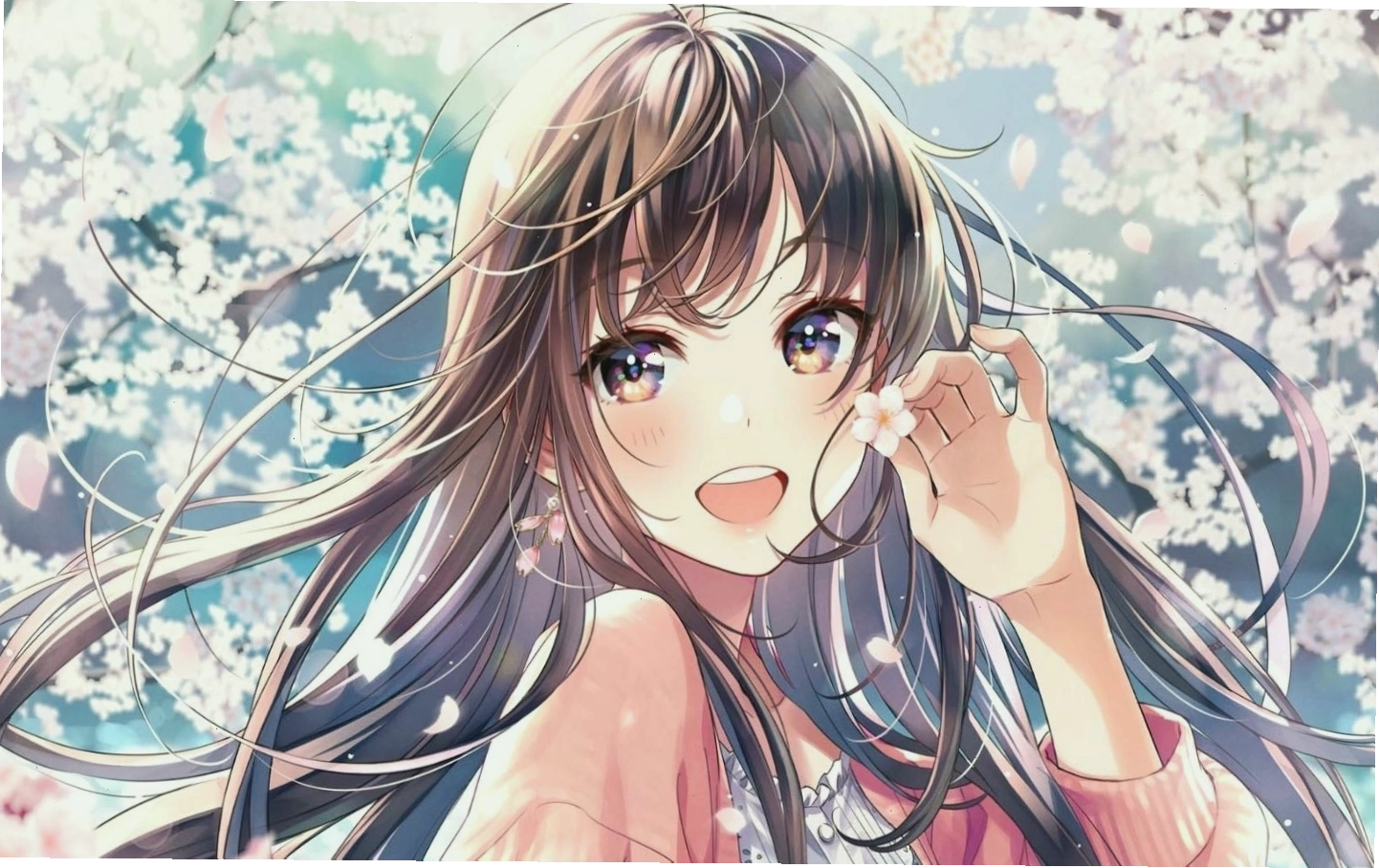 Hình nền anime cute đáng yêu với nhân vật nữ tóc hồng
