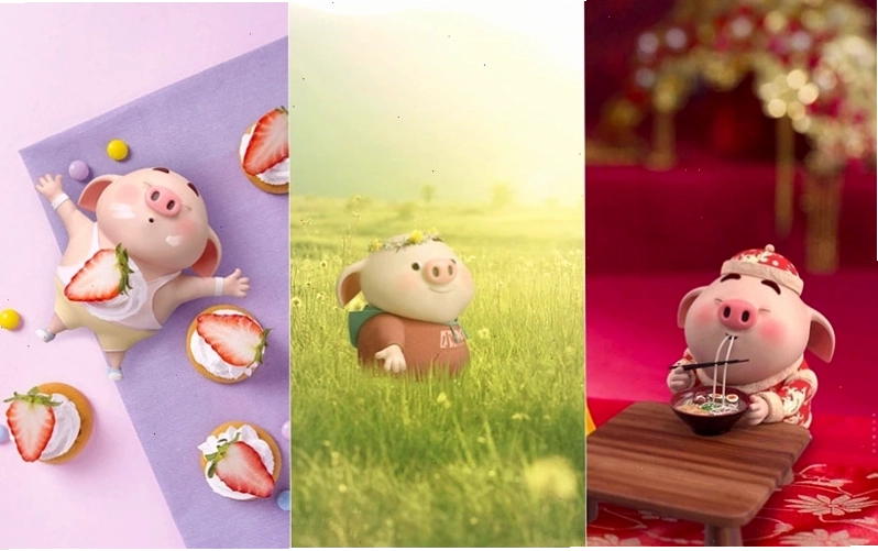 Hình nền con heo cute với đôi má phúng phính
