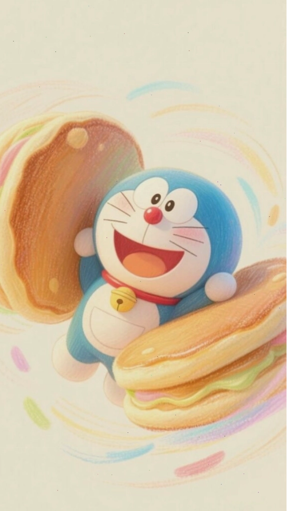 Hình nền Doraemon chibi măm măm bánh rán, thật là ngon tuyệt vời