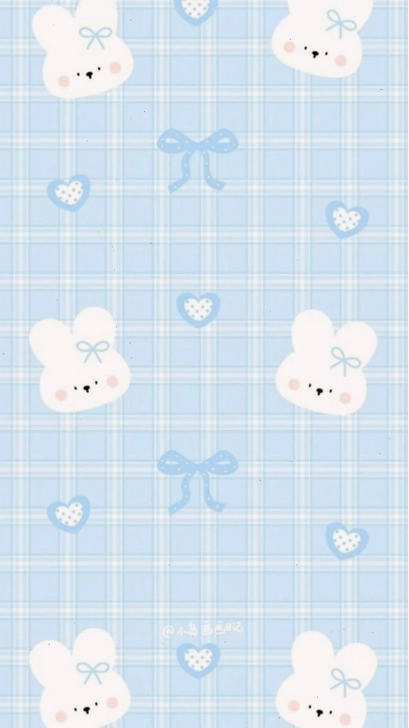 Hình nền màu xanh dương với gấu và nơ cute