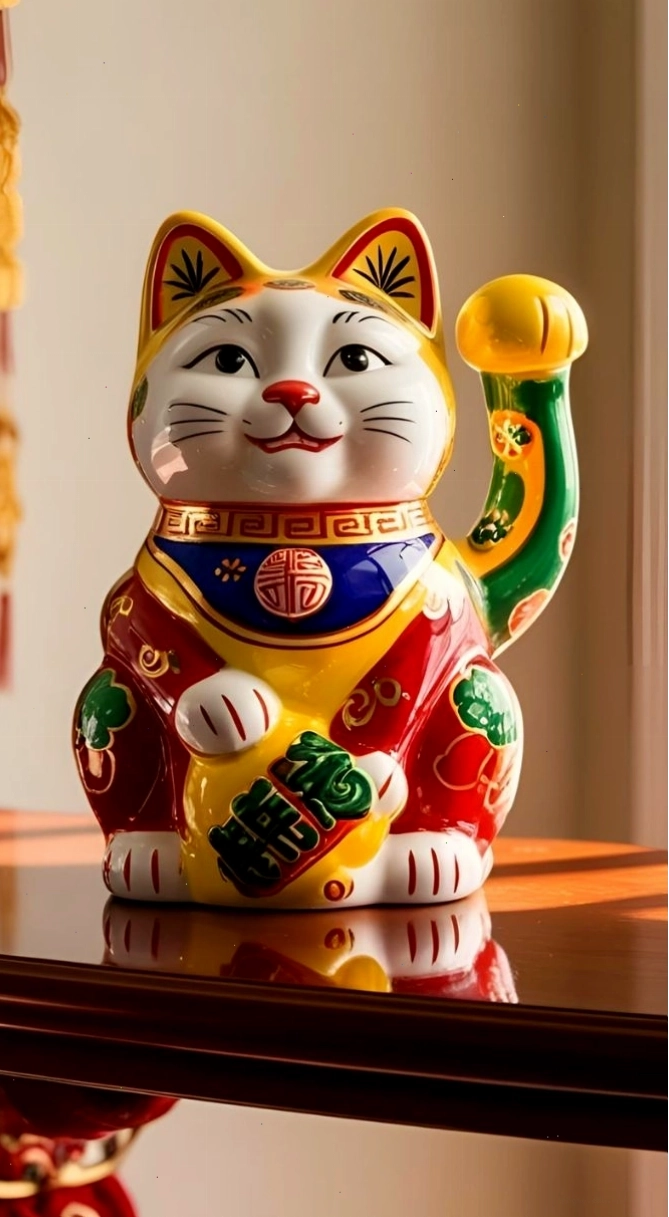 Hình nền mèo thần tài màu vàng rực rỡ