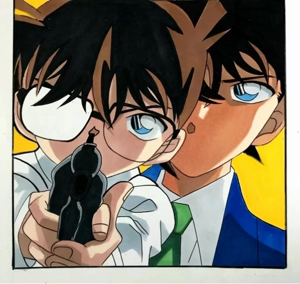 Hình vẽ Conan Chibi dễ thương với nụ cười tươi tắn