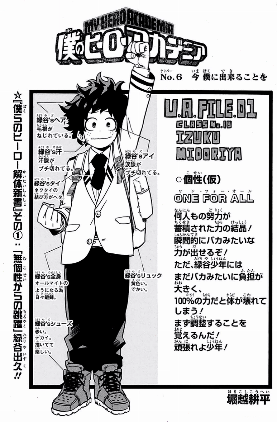 Hồ sơ nhân vật Izuku Midoriya trong manga My Hero Academia