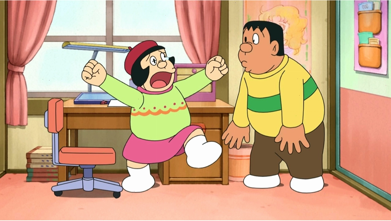 Jaian cùng các bạn trong một tập phim Doraemon