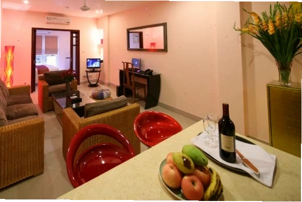 Khu vực phòng khách tại một căn hộ của khách sạn