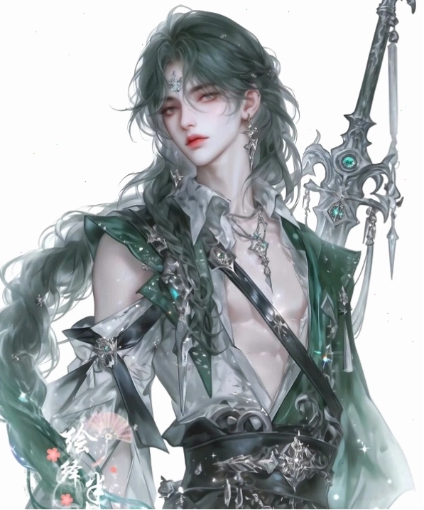 Mỹ nam cổ trang tóc trắng anime toát lên vẻ bí ẩn