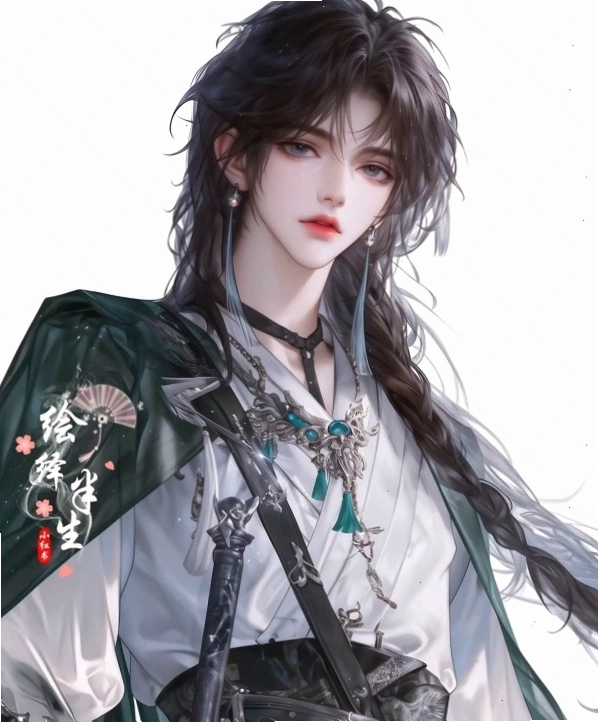 Mỹ nam cổ trang tóc trắng anime với vẻ đẹp thanh tao