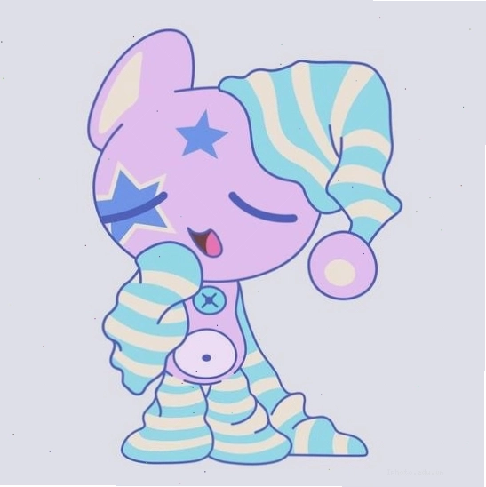 Nhân vật anime chibi dễ thương đang ngủ say trong bộ đồ ngủ