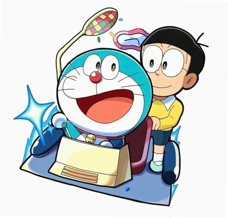 Nobita dựa vào Doraemon thể hiện sự tin tưởng