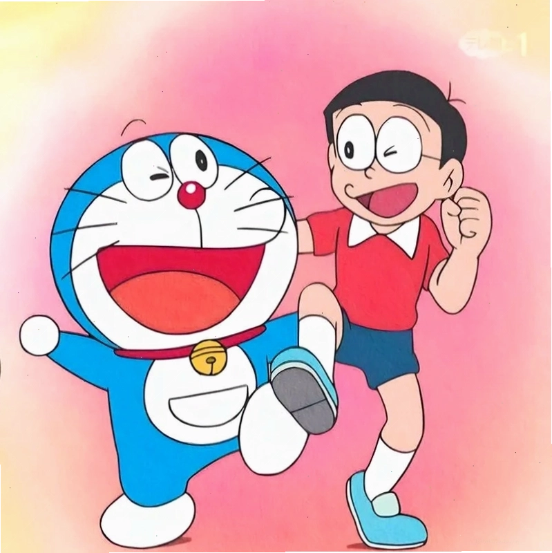 Nobita và Doraemon trong một bức tranh sáng tạo