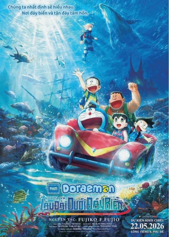 Poster chính thức của phim Doraemon Movie: Nobita và Lâu Đài Dưới Đáy Biển 2026